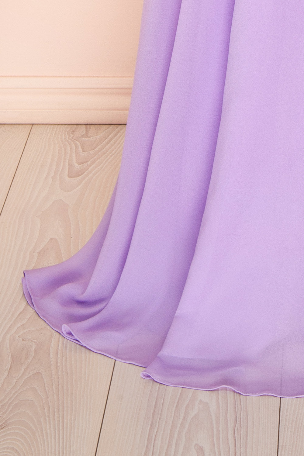 Janie Lavender | Chiffon Maxi Dress with Sweetheart Neckline and Scarf