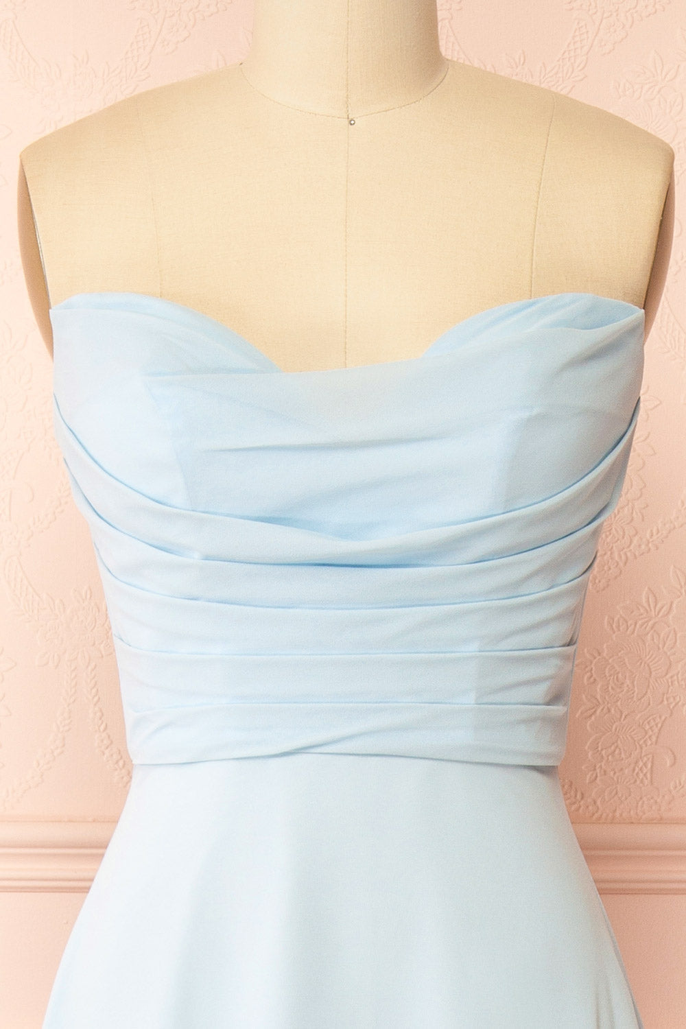 Janie Light Blue | Chiffon Maxi Dress with Sweetheart Neckline and Scarf