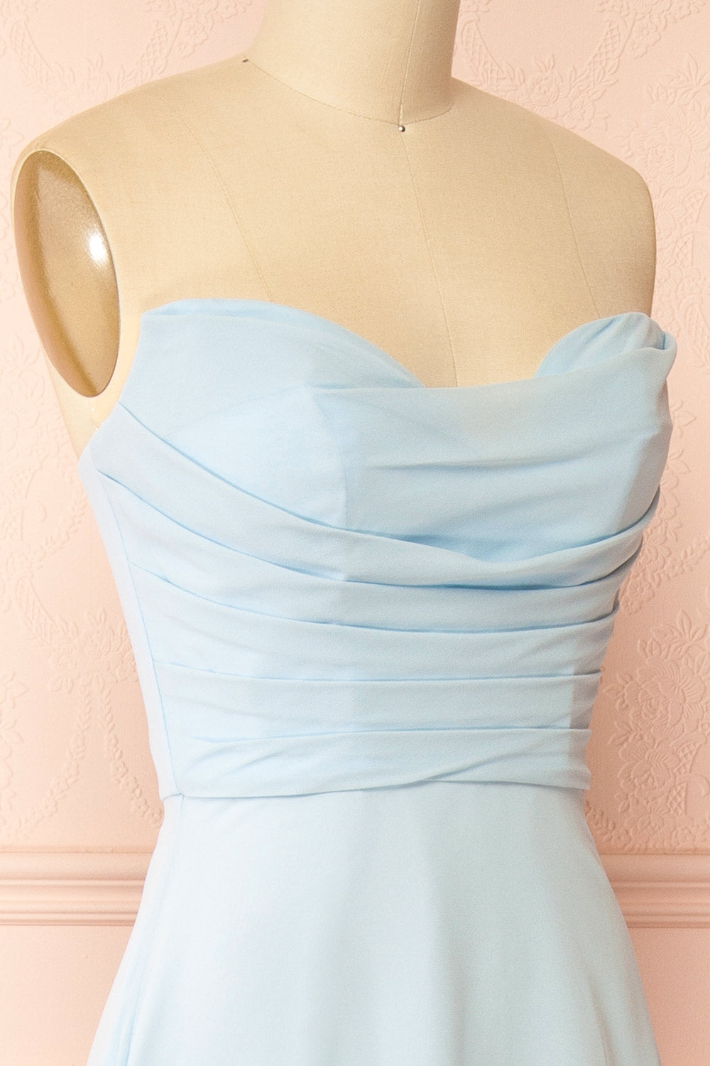 Janie Light Blue | Chiffon Maxi Dress with Sweetheart Neckline and Scarf