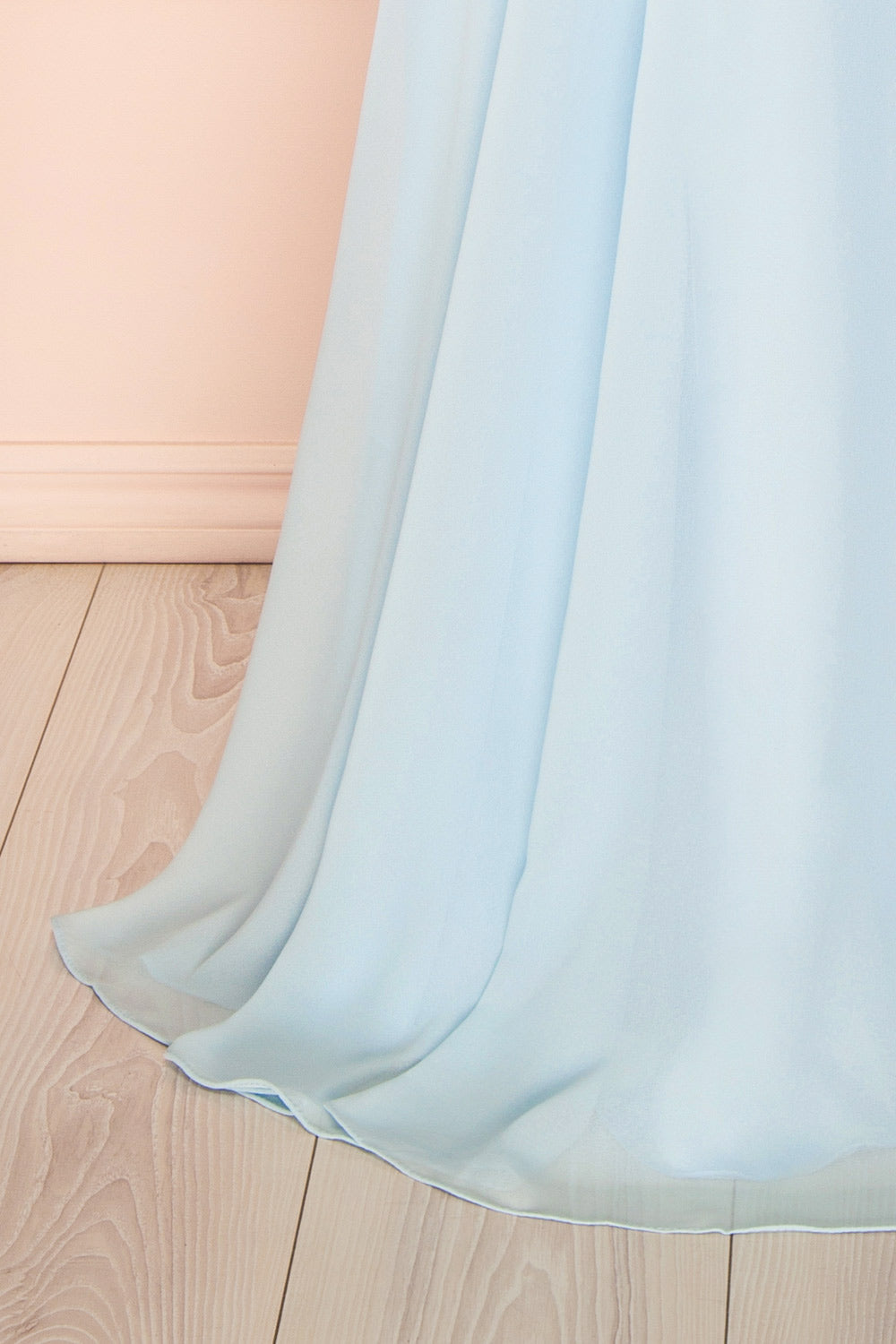 Janie Light Blue | Chiffon Maxi Dress with Sweetheart Neckline and Scarf