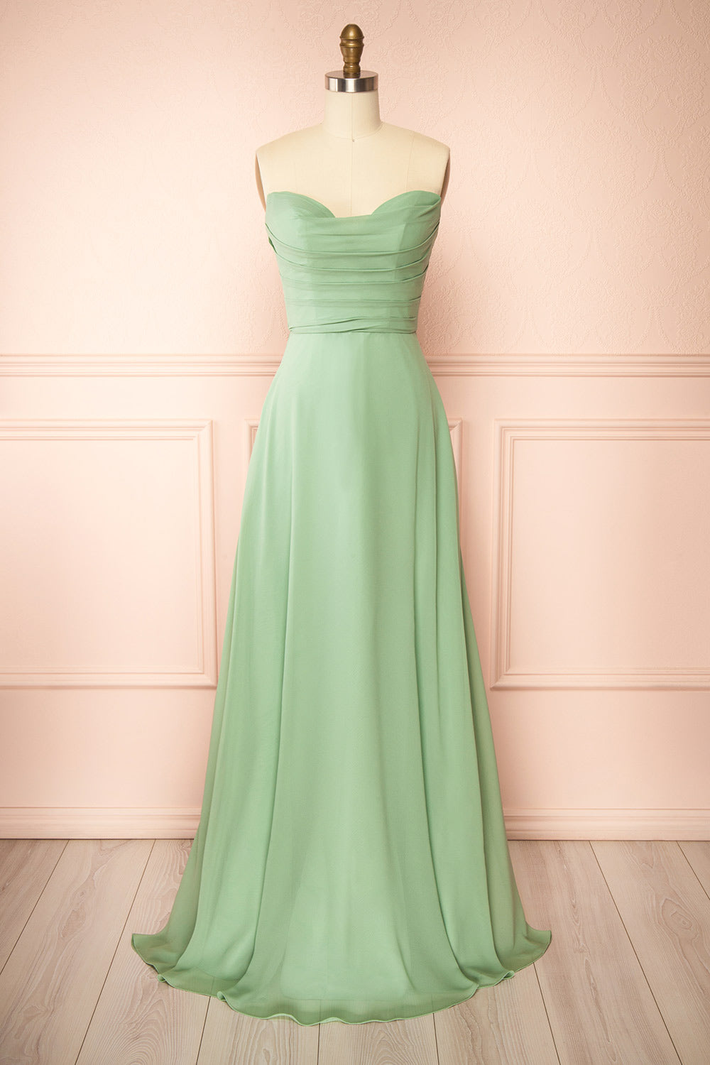 Janie Sage | Chiffon Maxi Dress with Sweetheart Neckline and Scarf