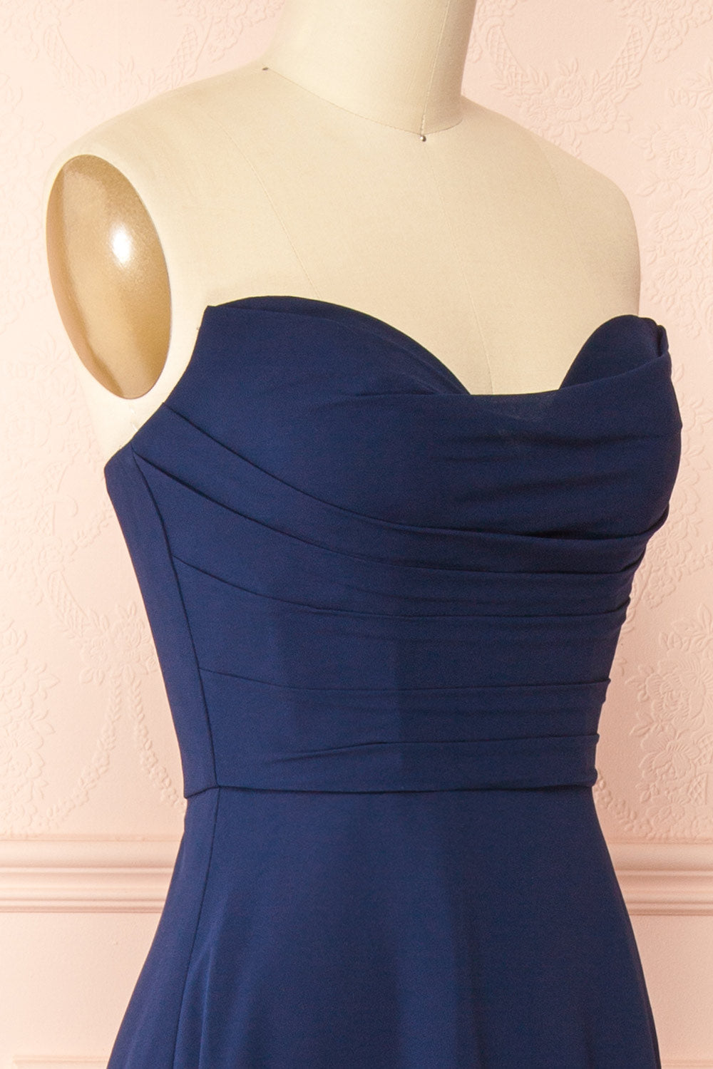 Janie Navy | Chiffon Maxi Dress with Sweetheart Neckline and Scarf