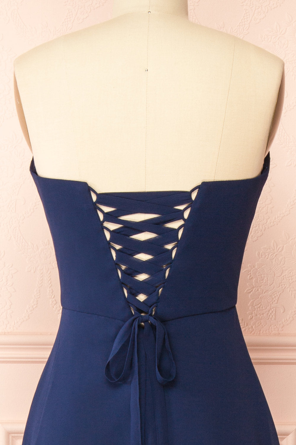 Janie Navy | Chiffon Maxi Dress with Sweetheart Neckline and Scarf