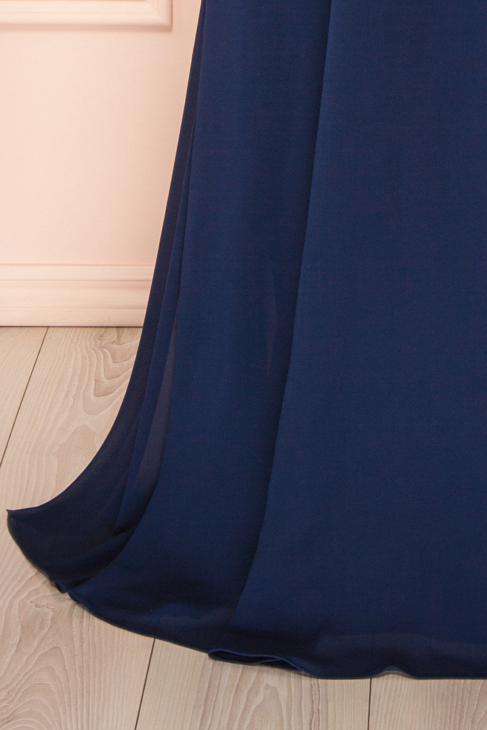 Janie Navy | Chiffon Maxi Dress with Sweetheart Neckline and Scarf