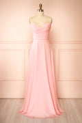 Janie Pink | Chiffon Maxi Dress with Sweetheart Neckline and Scarf
