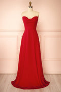 Janie Red | Chiffon Maxi Dress with Sweetheart Neckline and Scarf