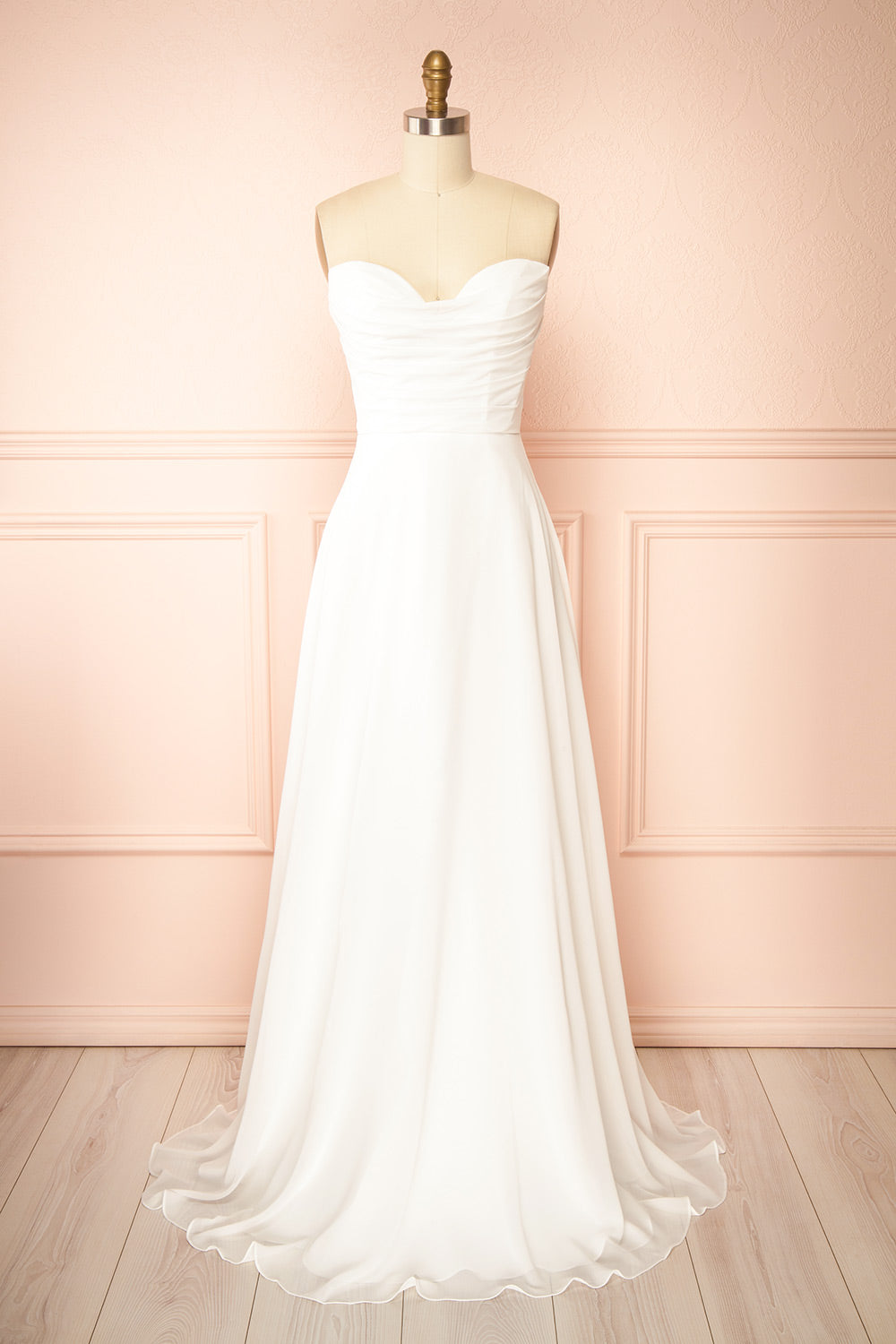 Jannah | Chiffon White Maxi Wedding Dress with Sweetheart Neckline
