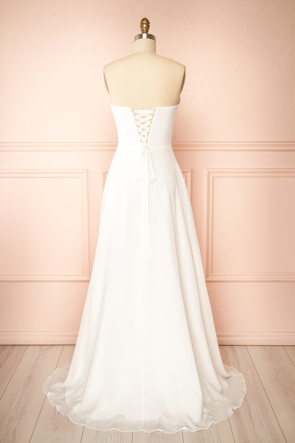Jannah | Chiffon White Maxi Wedding Dress with Sweetheart Neckline