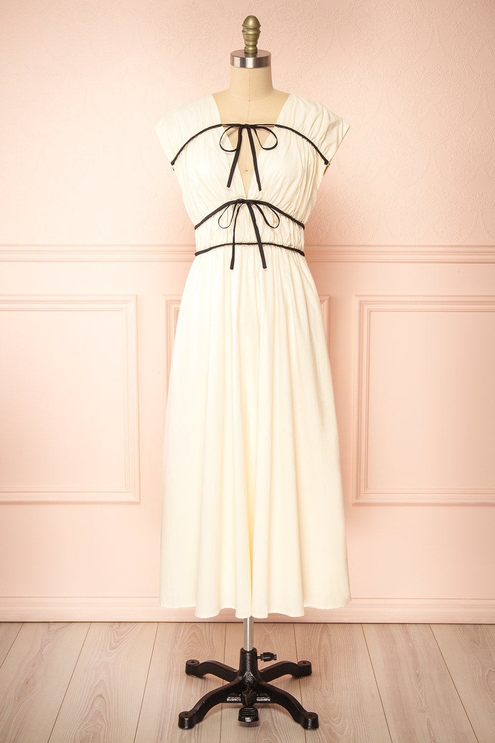 Jayda | Short-Sleeved A-Line Chiffon Midi Dress