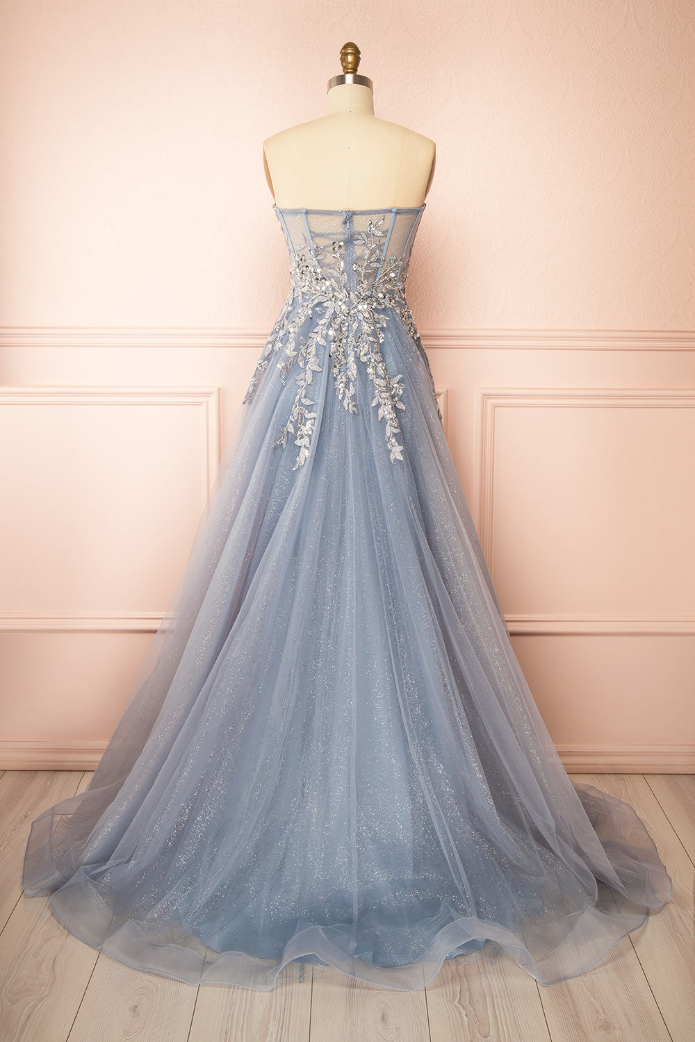 Jayden | Maxi Blue Dress with Floral Beading