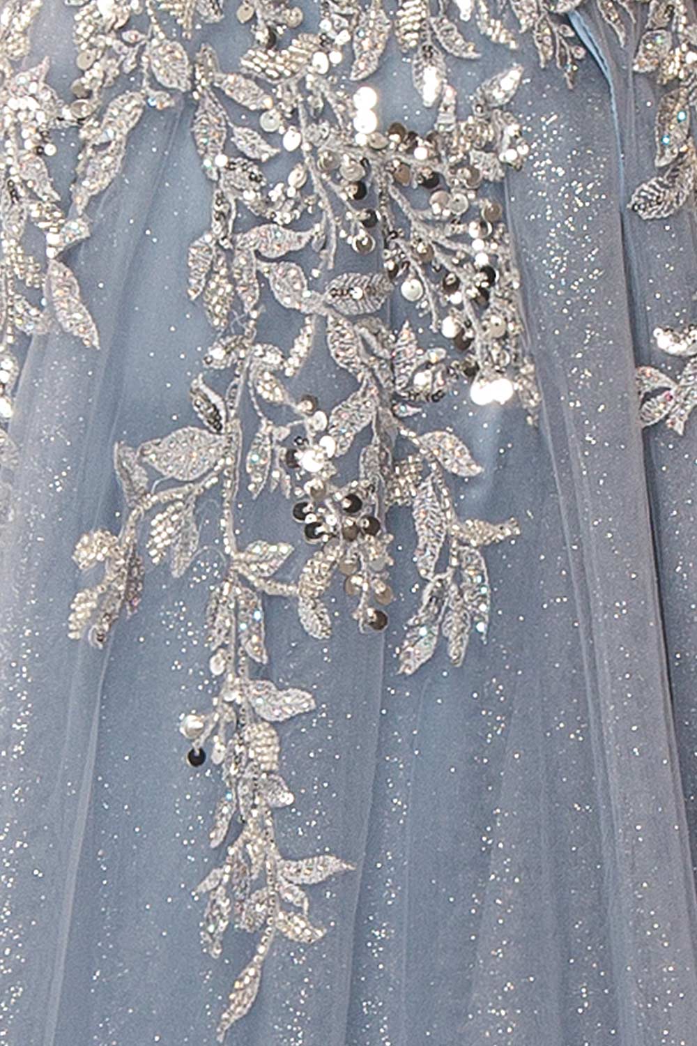 Jayden | Maxi Blue Dress with Floral Beading