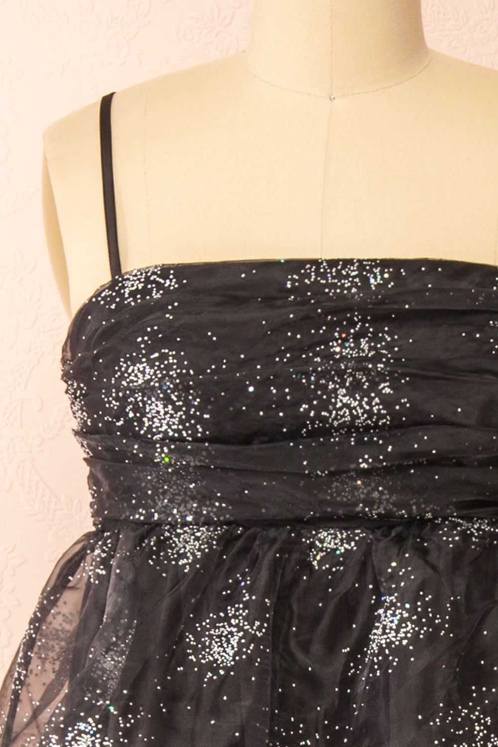 Jazila | Long Black Embellished Chiffon Dress