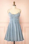 Jihane | Light Blue Short Denim Dress