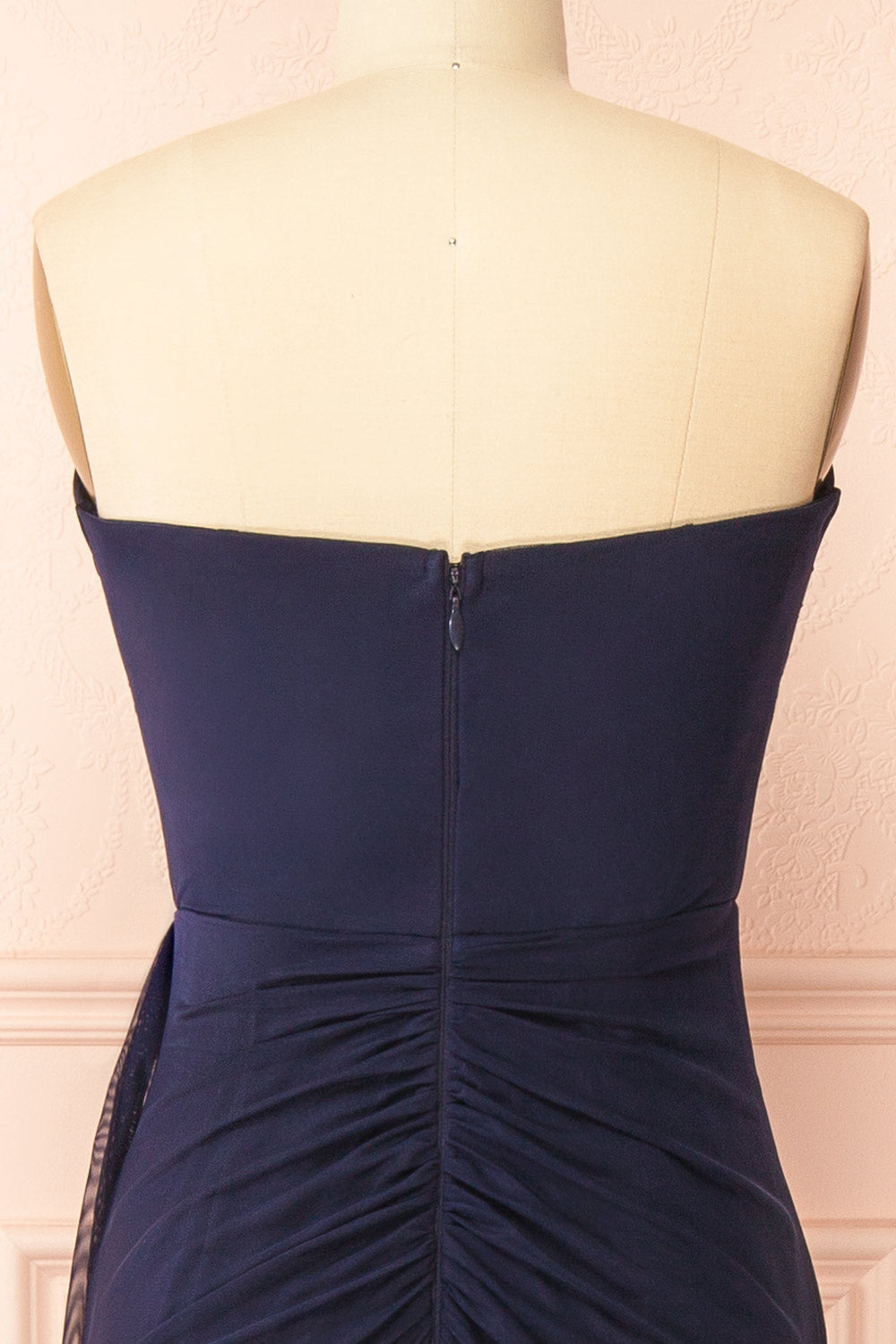 Jovie Navy | Mermaid Mesh Maxi Dress with Corset and Front Slit