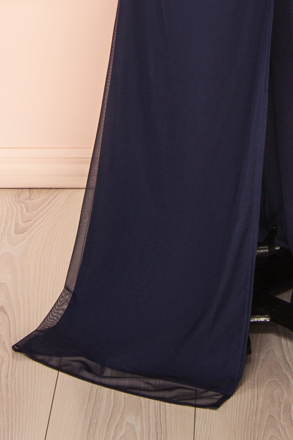Jovie Navy | Mermaid Mesh Maxi Dress with Corset and Front Slit