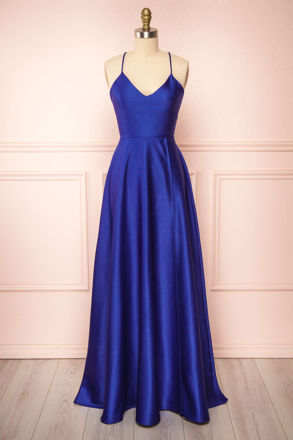 Julia Blue | Satin Maxi Dress with High Slit