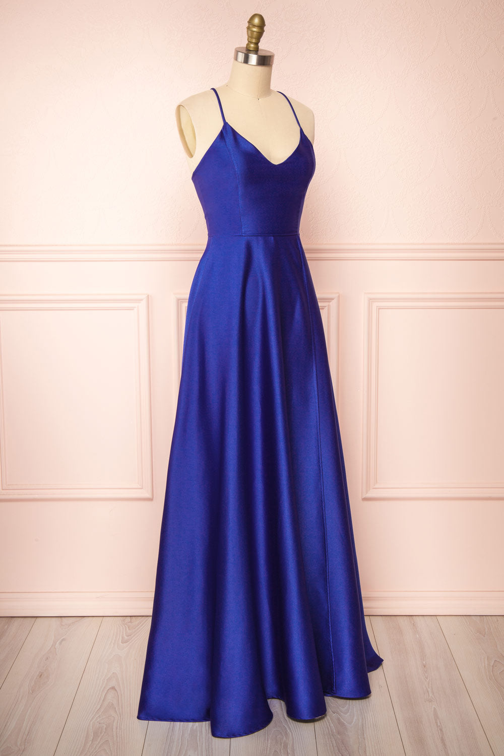 Julia Blue | Satin Maxi Dress with High Slit