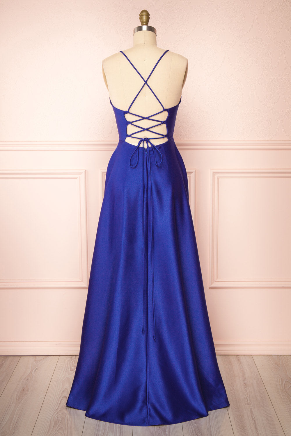 Julia Blue | Satin Maxi Dress with High Slit