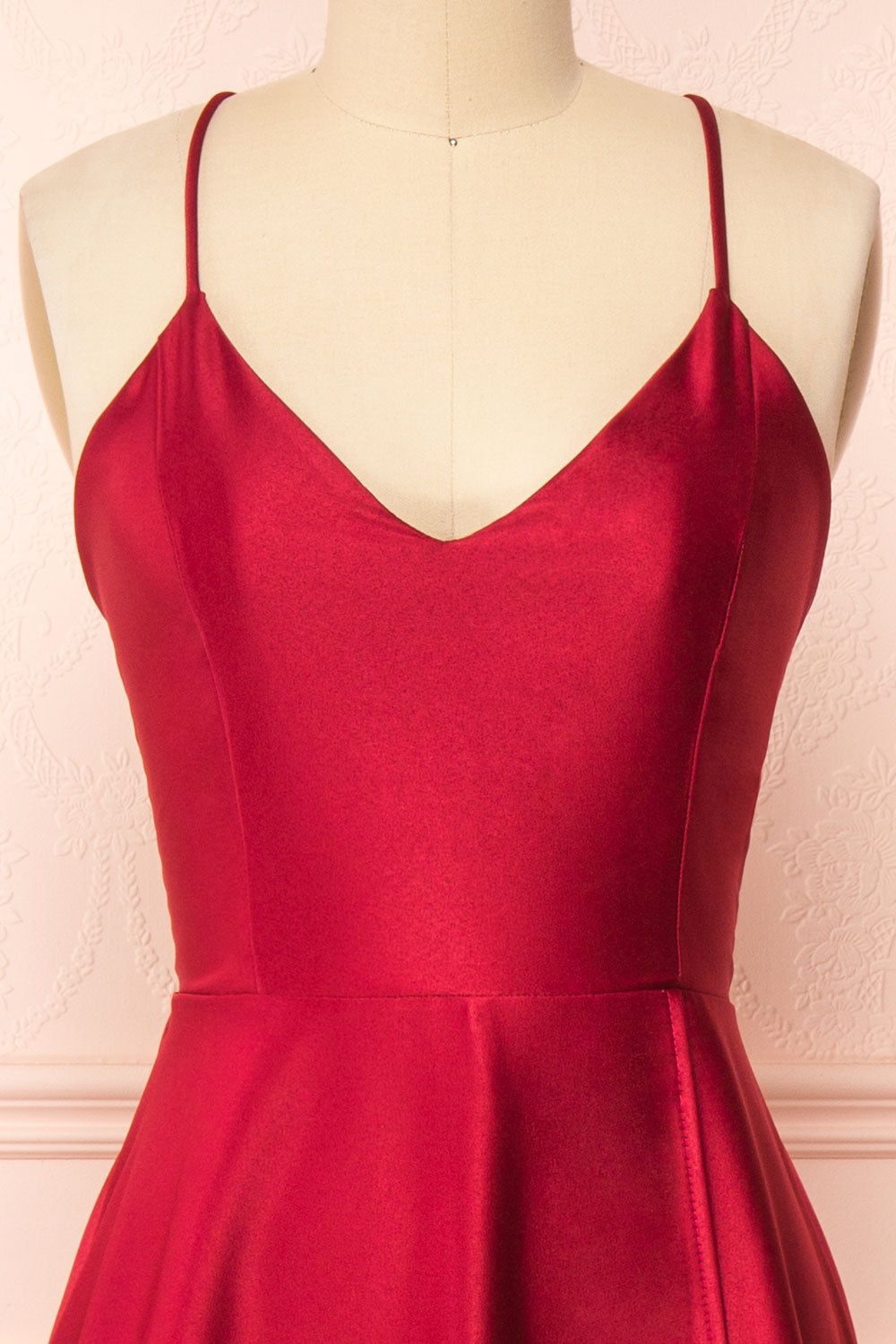Julia Burgundy | Satin Maxi Dress with High Slit