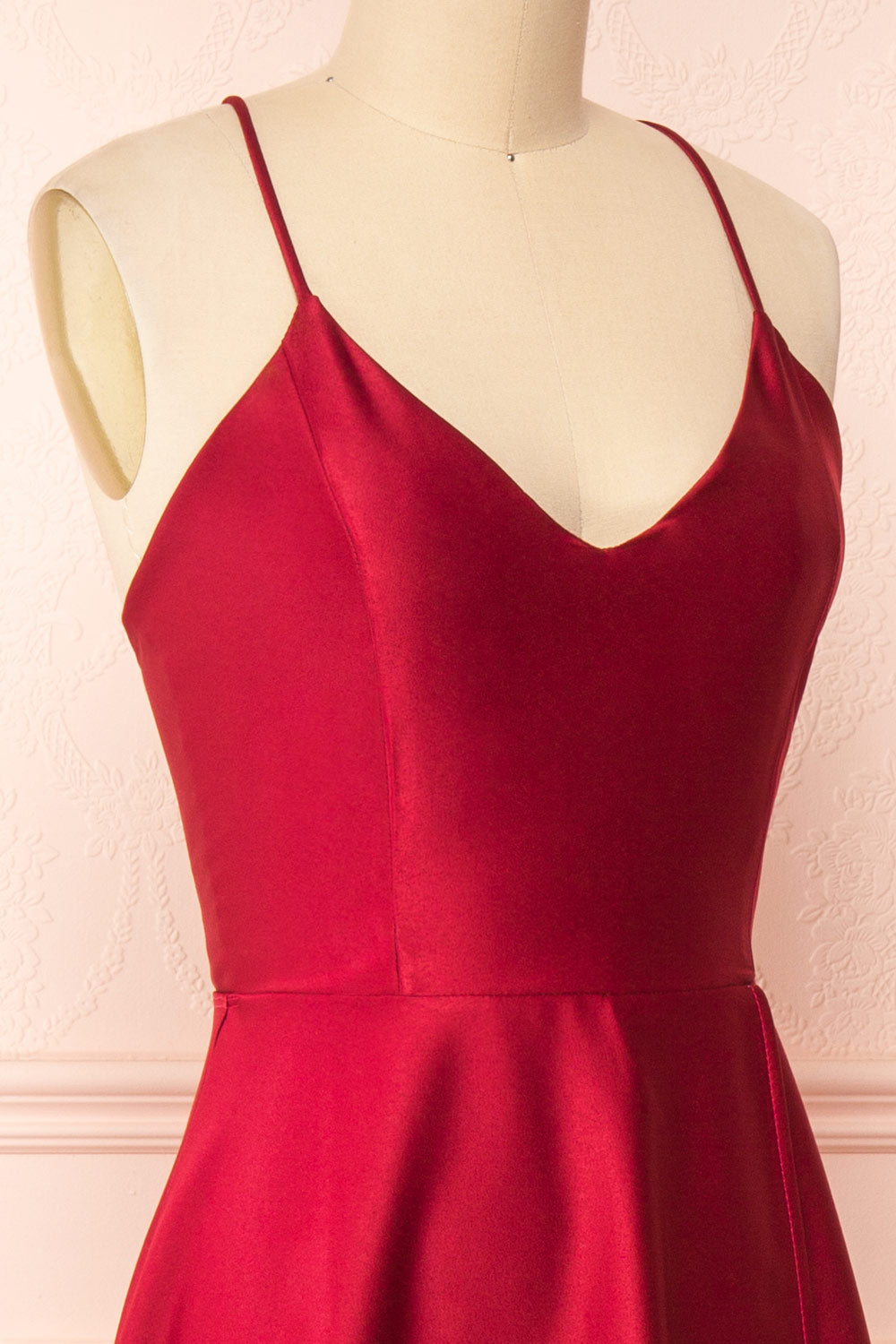 Julia Burgundy | Satin Maxi Dress with High Slit