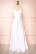 Julia Ivory | Satin Maxi Dress with High Slit