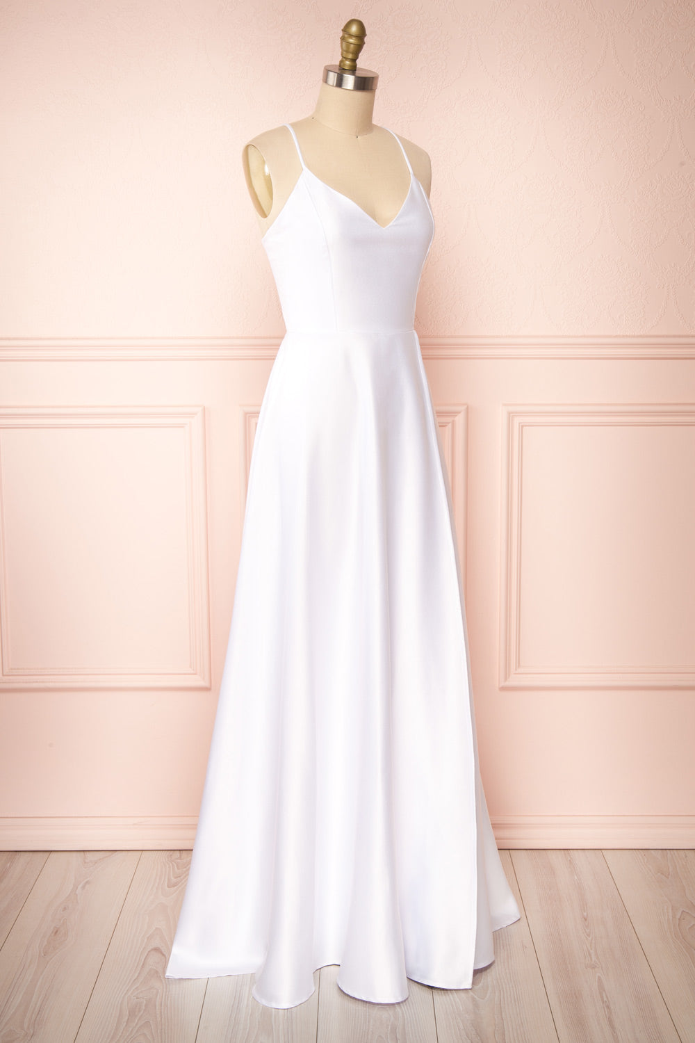 Julia Ivory | Satin Maxi Dress with High Slit