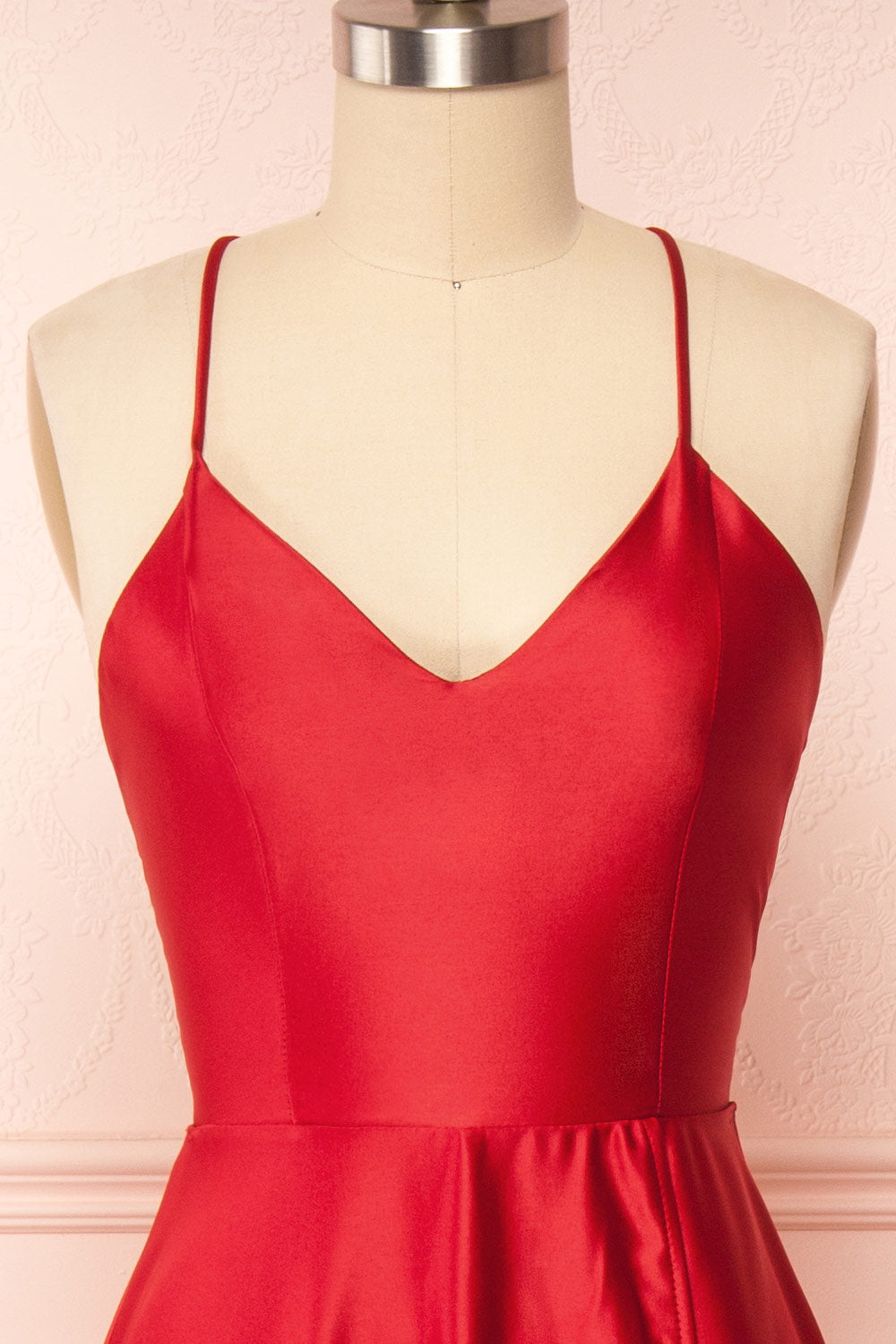 Julia Red | Satin Maxi Dress with High Slit