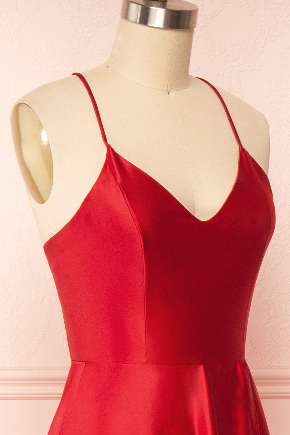 Julia Red | Satin Maxi Dress with High Slit