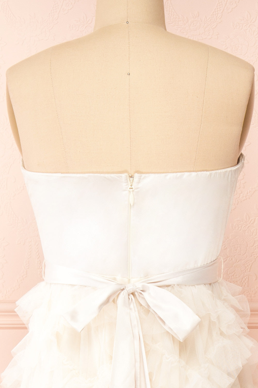 Jurin Ivory | Bustier Maxi Dress w/ Ruffled Tulle