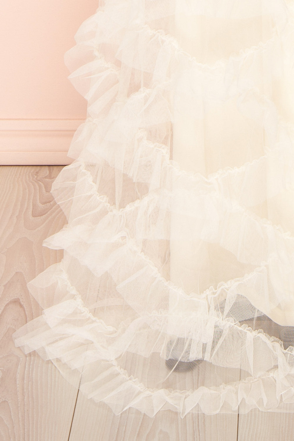 Jurin Ivory | Bustier Maxi Dress w/ Ruffled Tulle