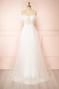 Kahena | Off-The-Shoulder Wedding Gown with Floral Embroidery