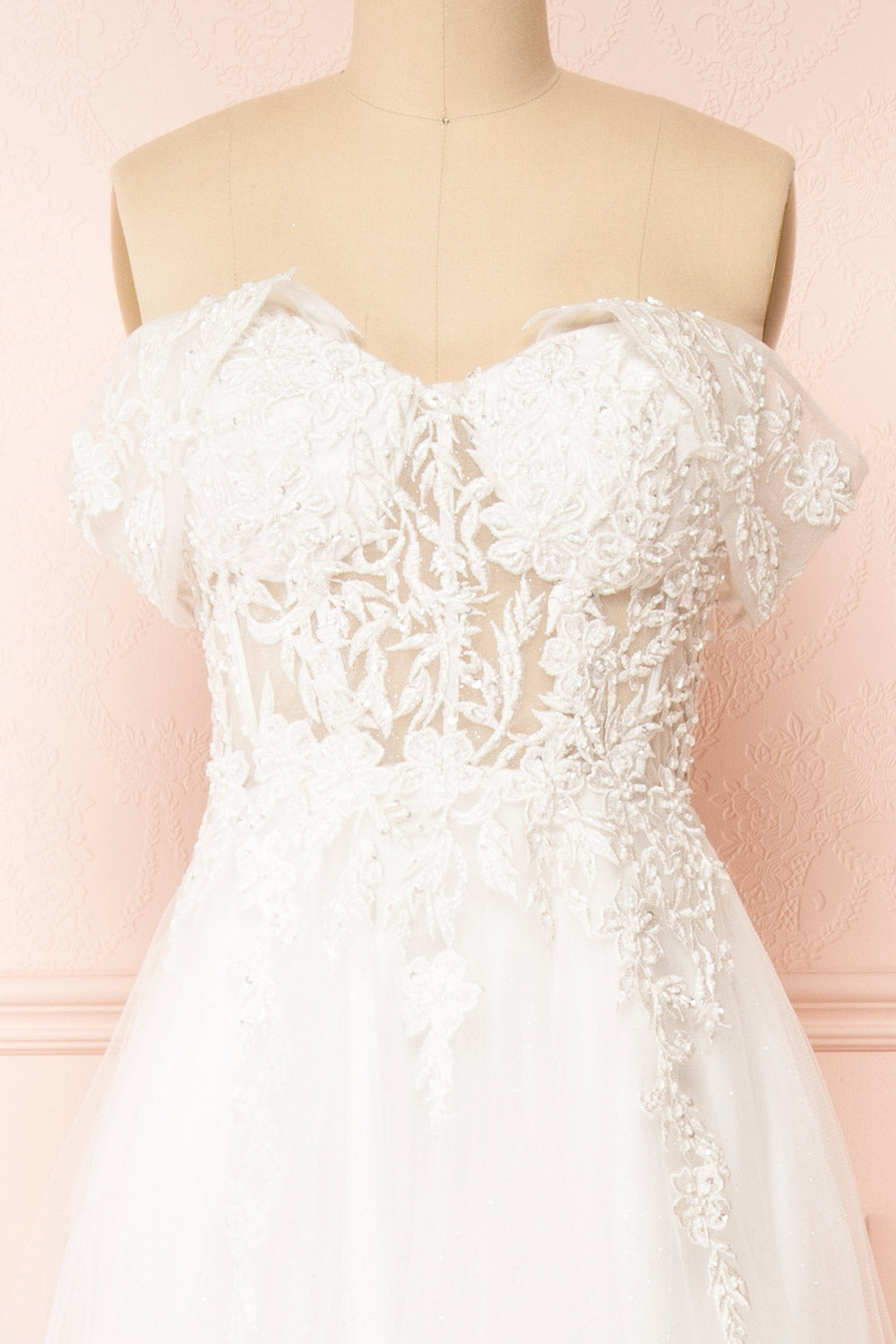 Kahena | Off-The-Shoulder Wedding Gown with Floral Embroidery