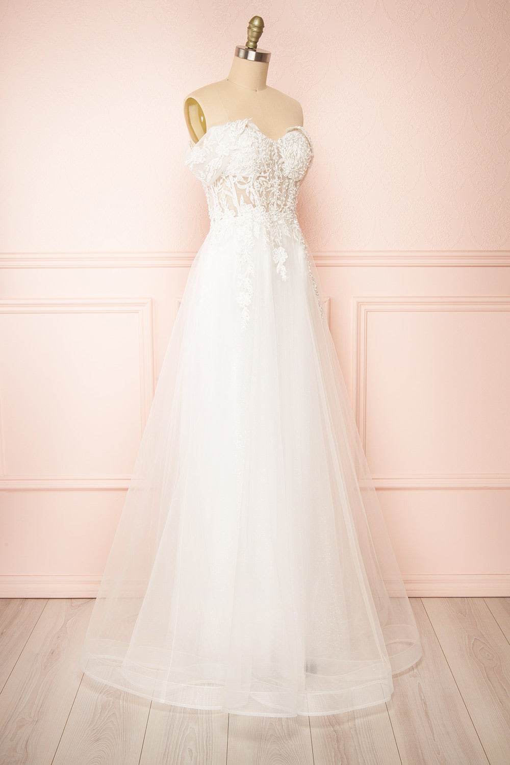 Kahena | Off-The-Shoulder Wedding Gown with Floral Embroidery