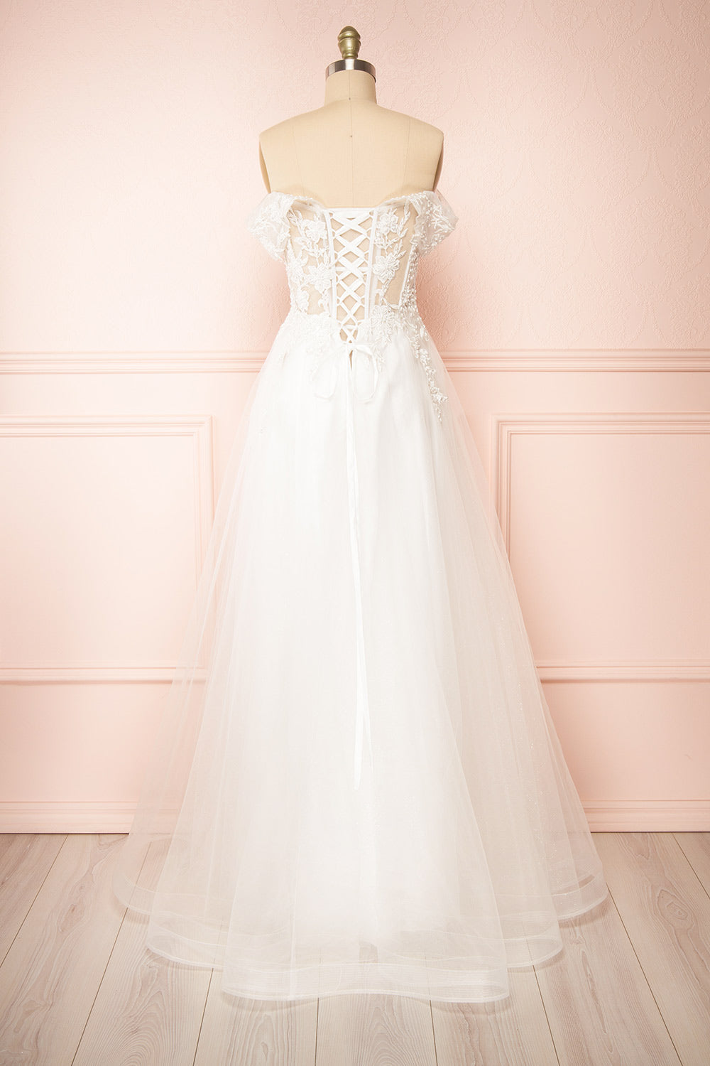 Kahena | Off-The-Shoulder Wedding Gown with Floral Embroidery