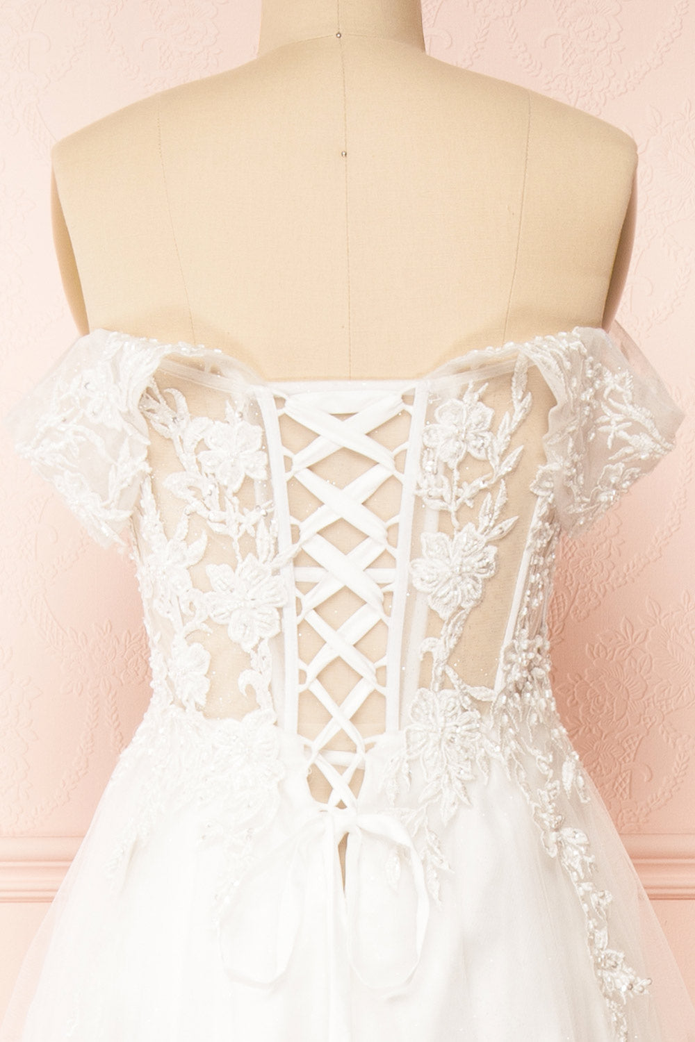 Kahena | Off-The-Shoulder Wedding Gown with Floral Embroidery