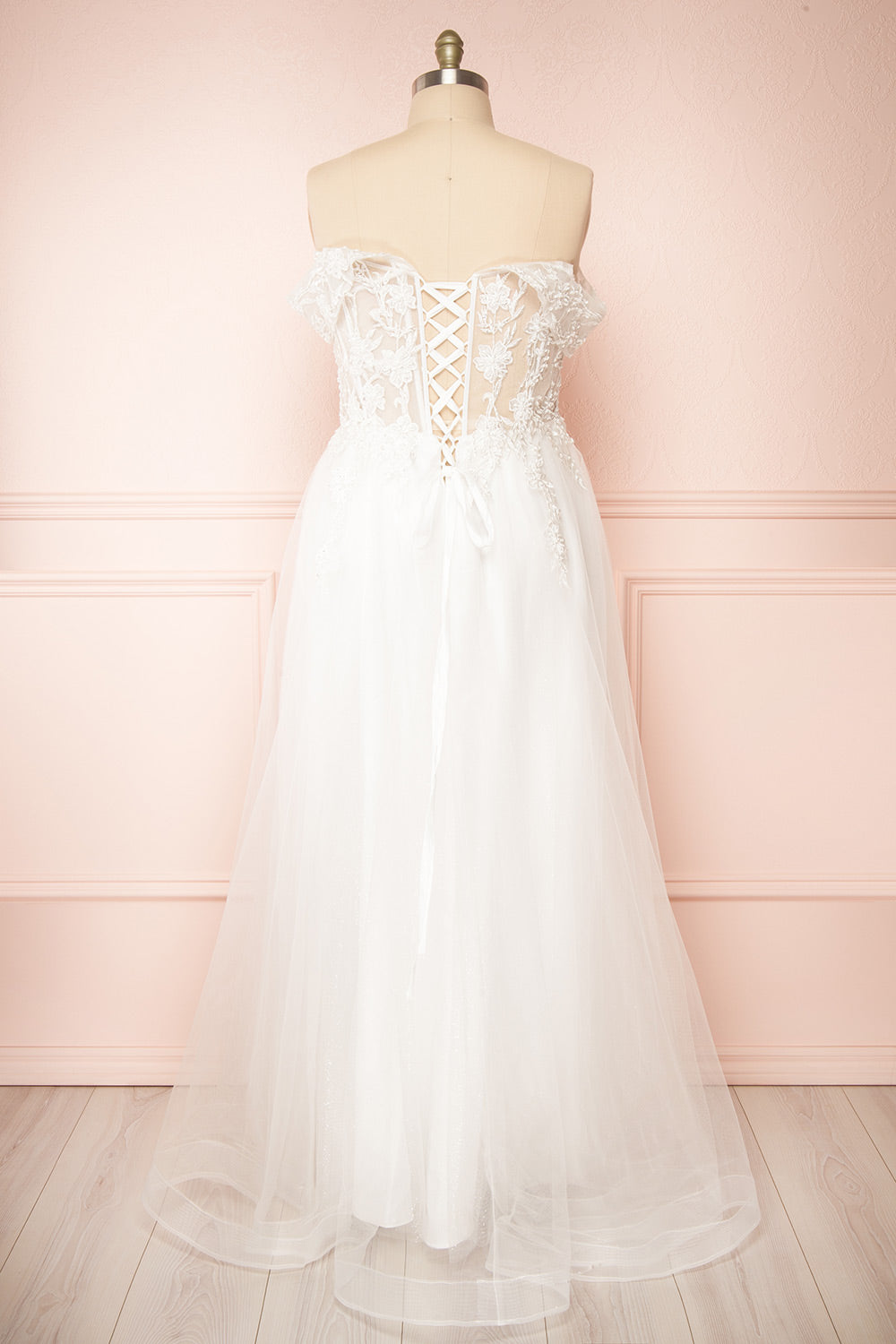 Kahena | Off-The-Shoulder Wedding Gown with Floral Embroidery