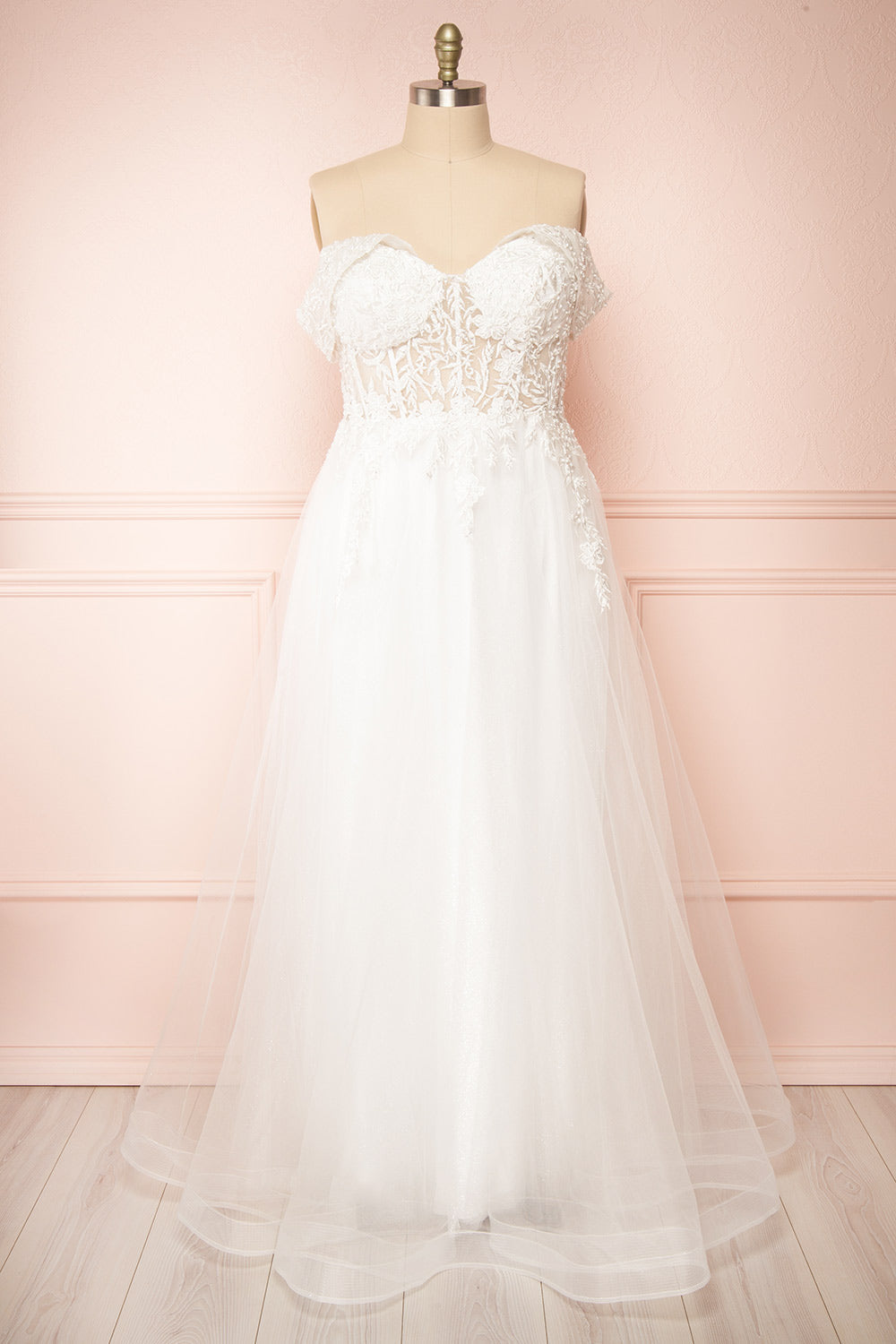 Kahena | Off-The-Shoulder Wedding Gown with Floral Embroidery
