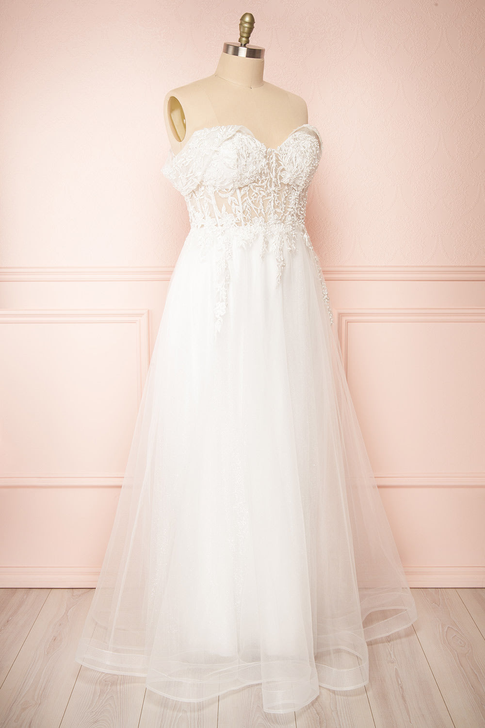 Kahena | Off-The-Shoulder Wedding Gown with Floral Embroidery