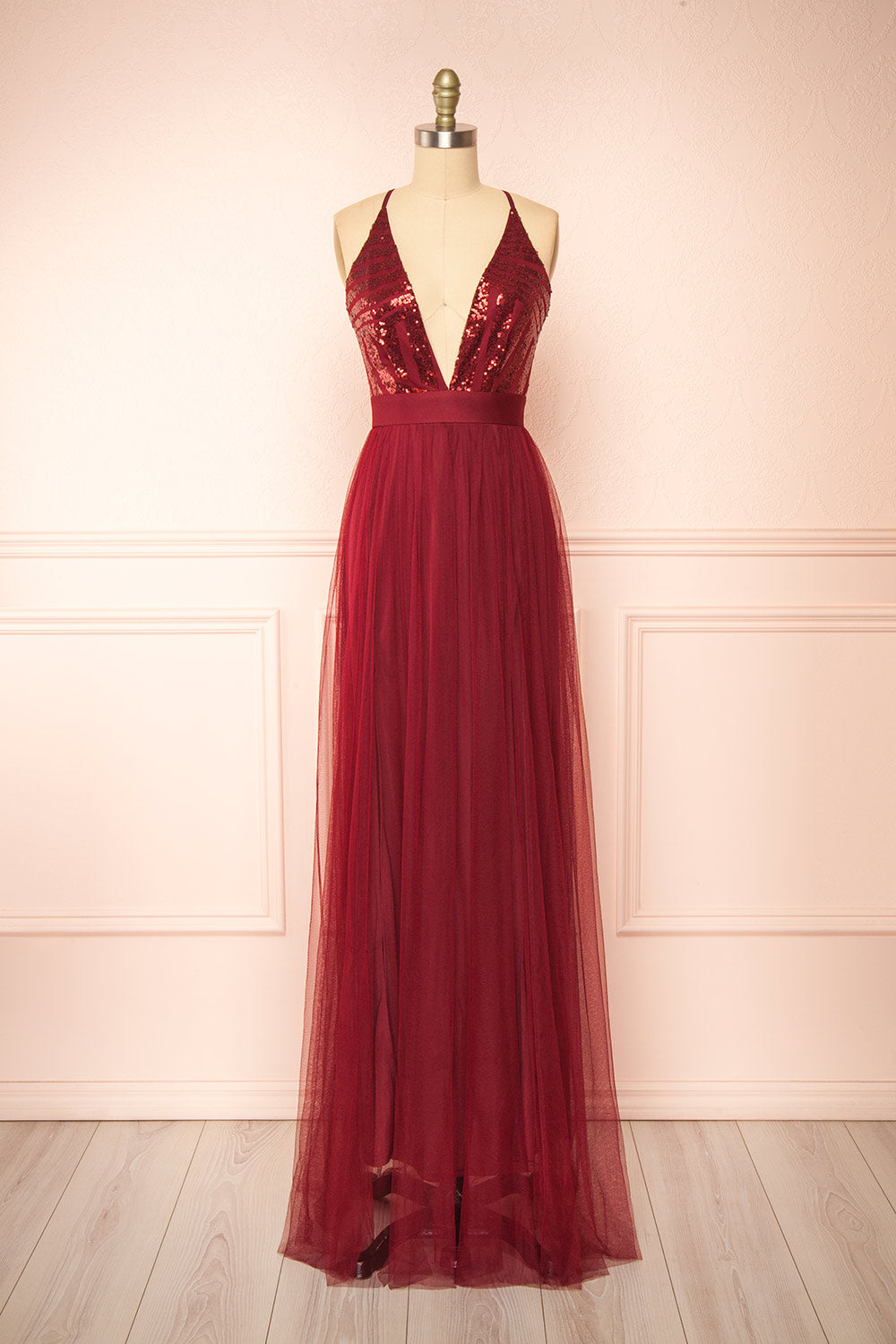 Kaia Burgundy | Sequin Gown
