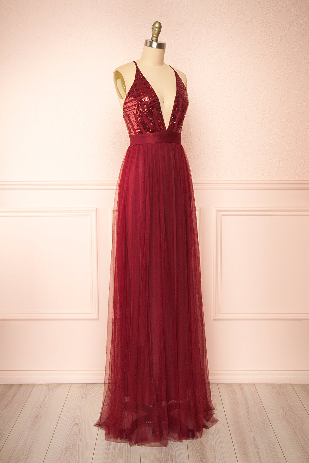 Kaia Burgundy | Sequin Gown