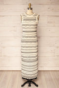 Kande | Long Fitted Striped Crochet Dress