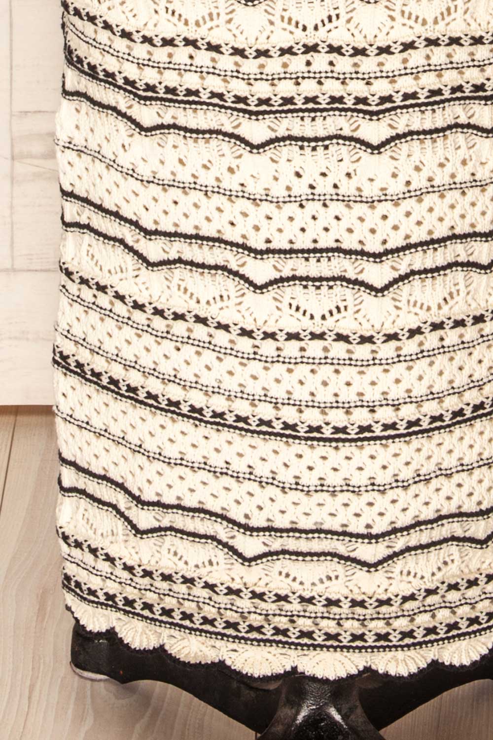 Kande | Long Fitted Striped Crochet Dress