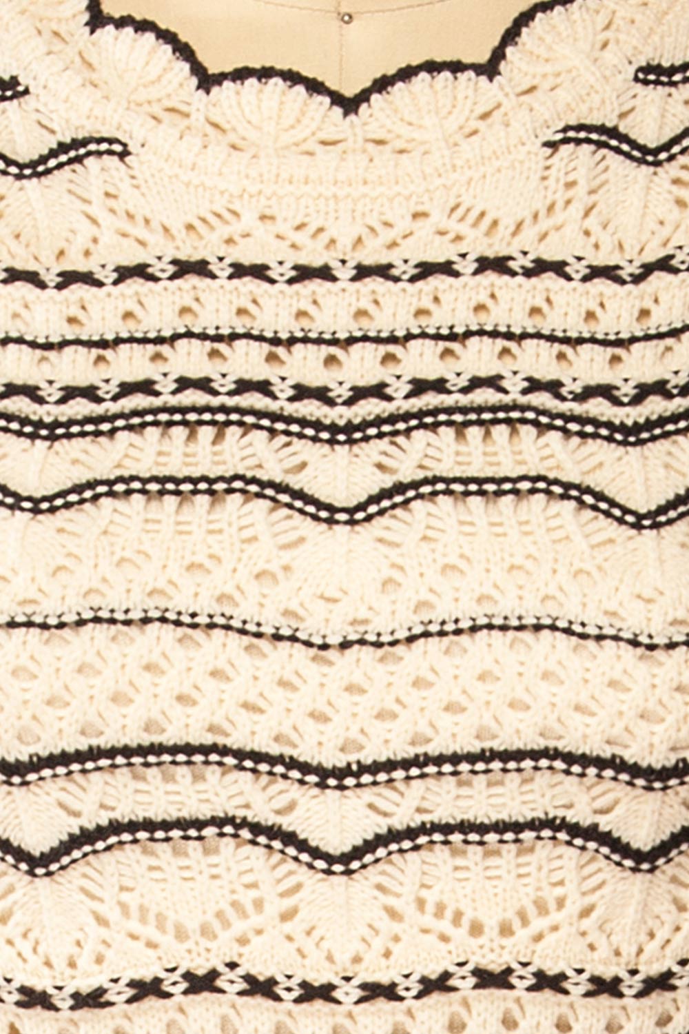 Kande | Long Fitted Striped Crochet Dress
