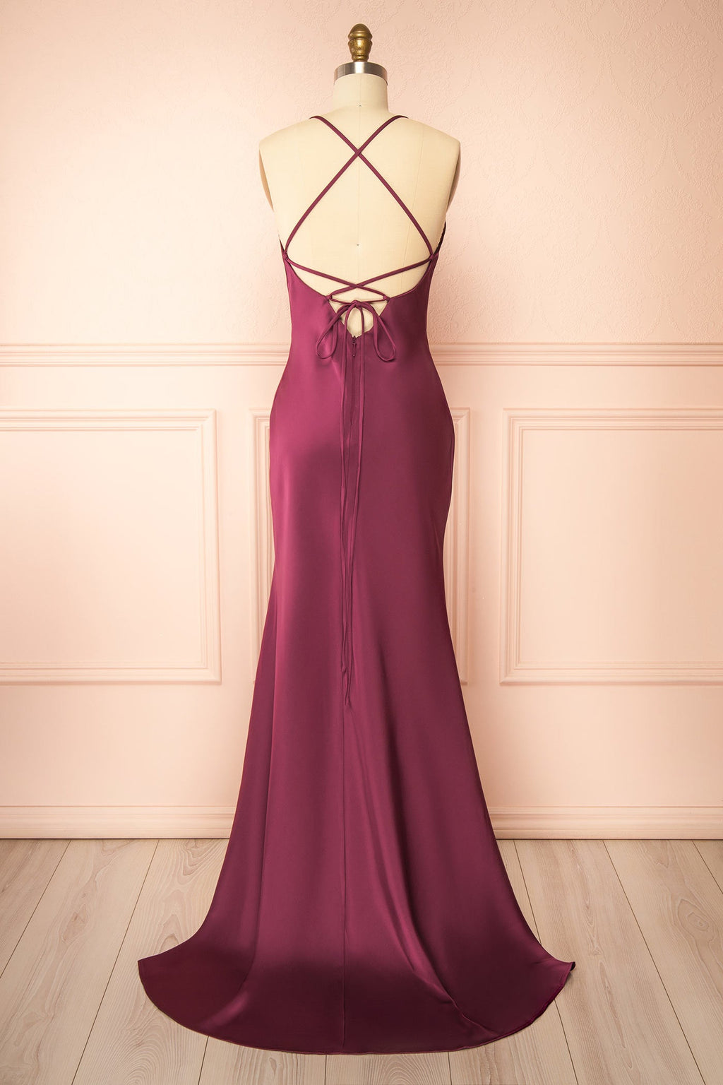 Keelan Burgundy | Cowl Maxi Dress with Open Back