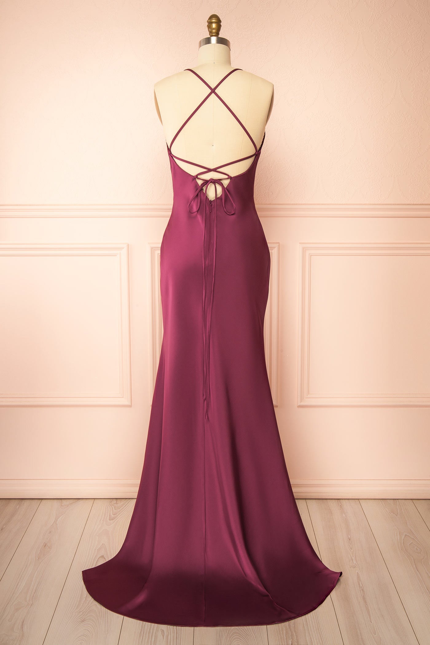 Keelan Burgundy | Cowl Maxi Dress with Open Back