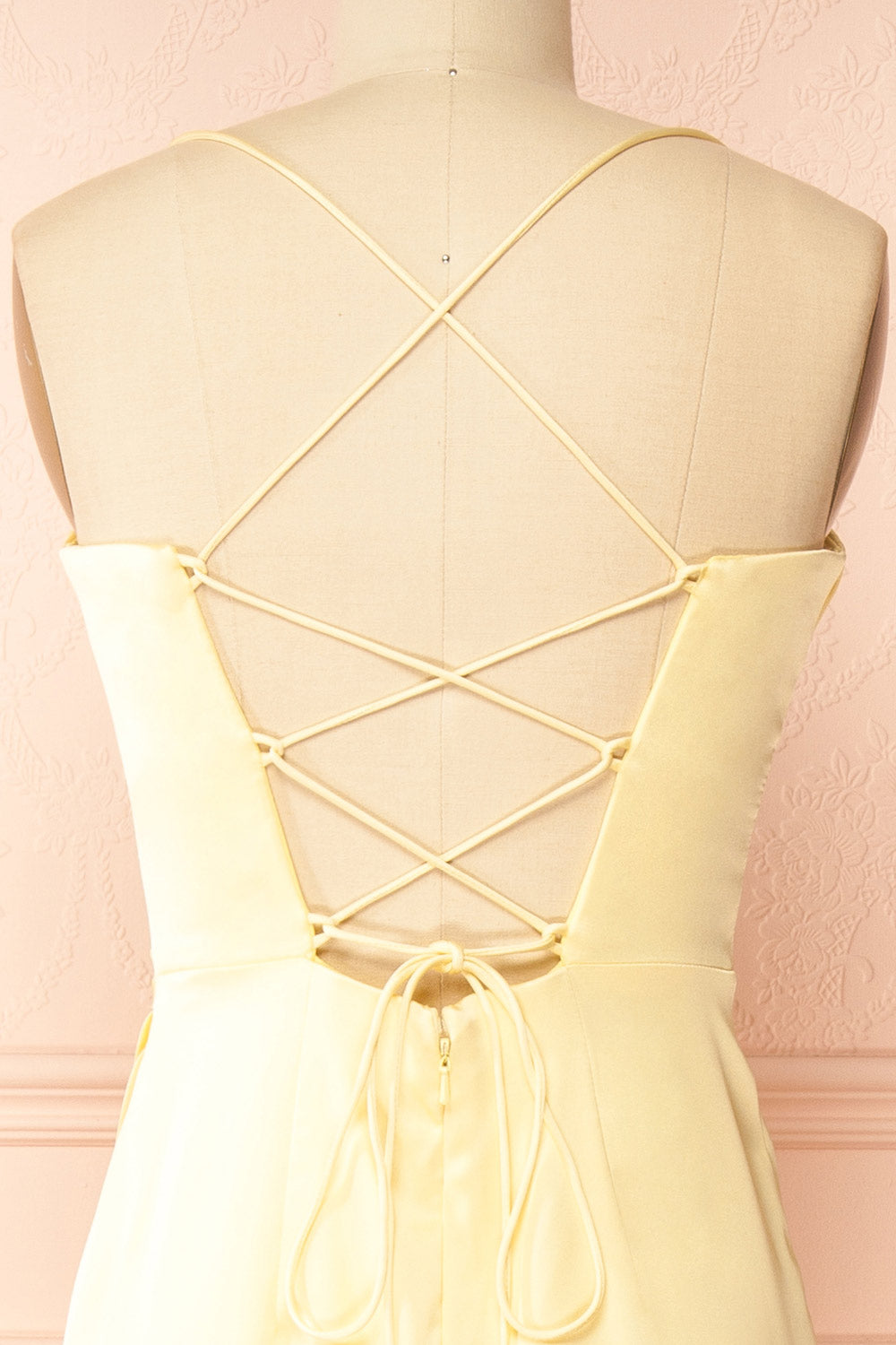 Kesha Light Yellow | Corset Cowl Neck Maxi Dress