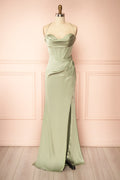 Kesha Sage | Corset Cowl Neck Maxi Dress