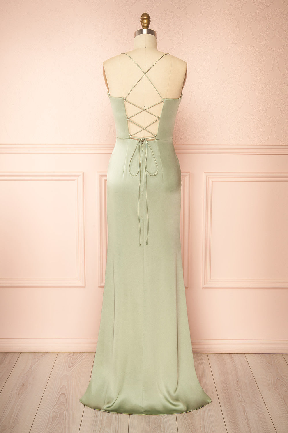 Kesha Sage | Corset Cowl Neck Maxi Dress