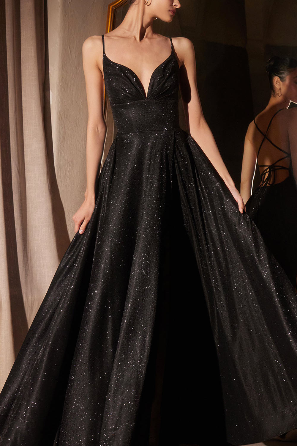 Ketia Black | Sparkly Maxi Dress w/ V-Neckline