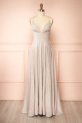 Ketia Champagne | Sparkly Maxi Dress w/ V-Neckline